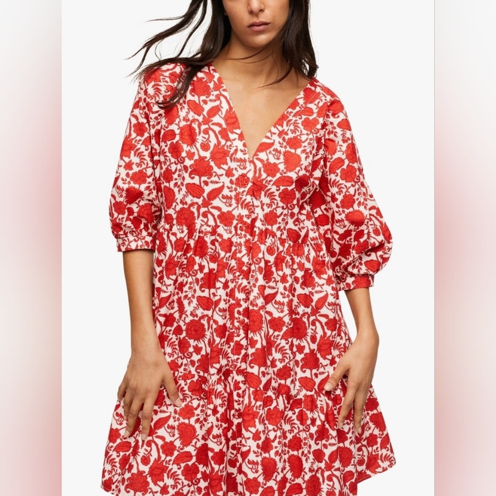 Mango MNG Floral Mini Dress, Size 6